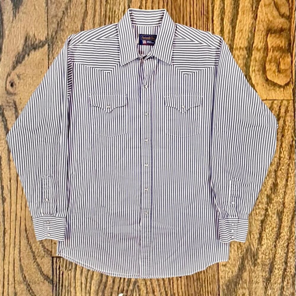 Vintage Panhandle Slim Pinstriped Pearl Snap Rockabilly Western Shirt